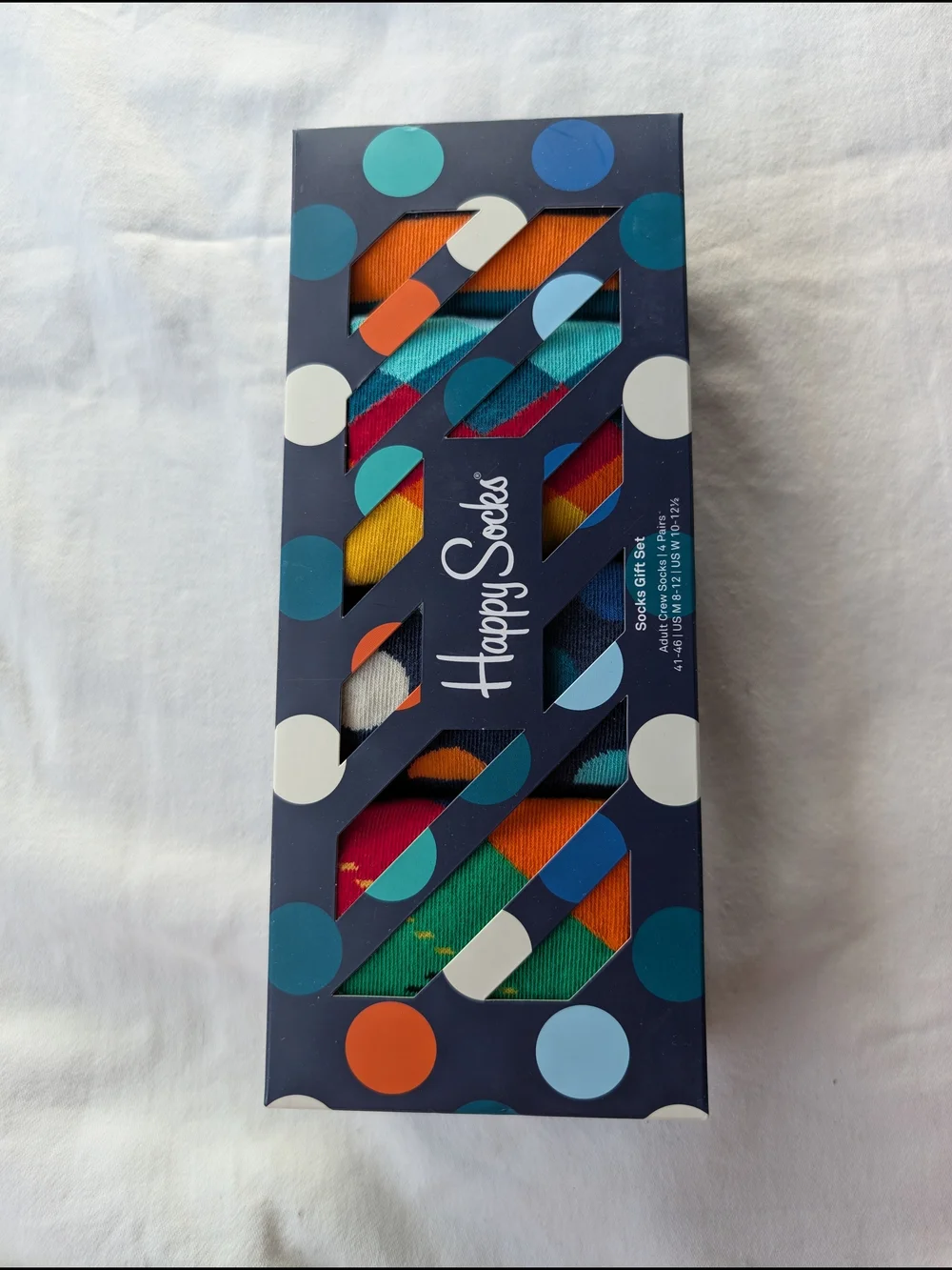 Happy Socks Cotton Blend Adult Crew Sock Gift Box —  4 Pairs Bright Colors